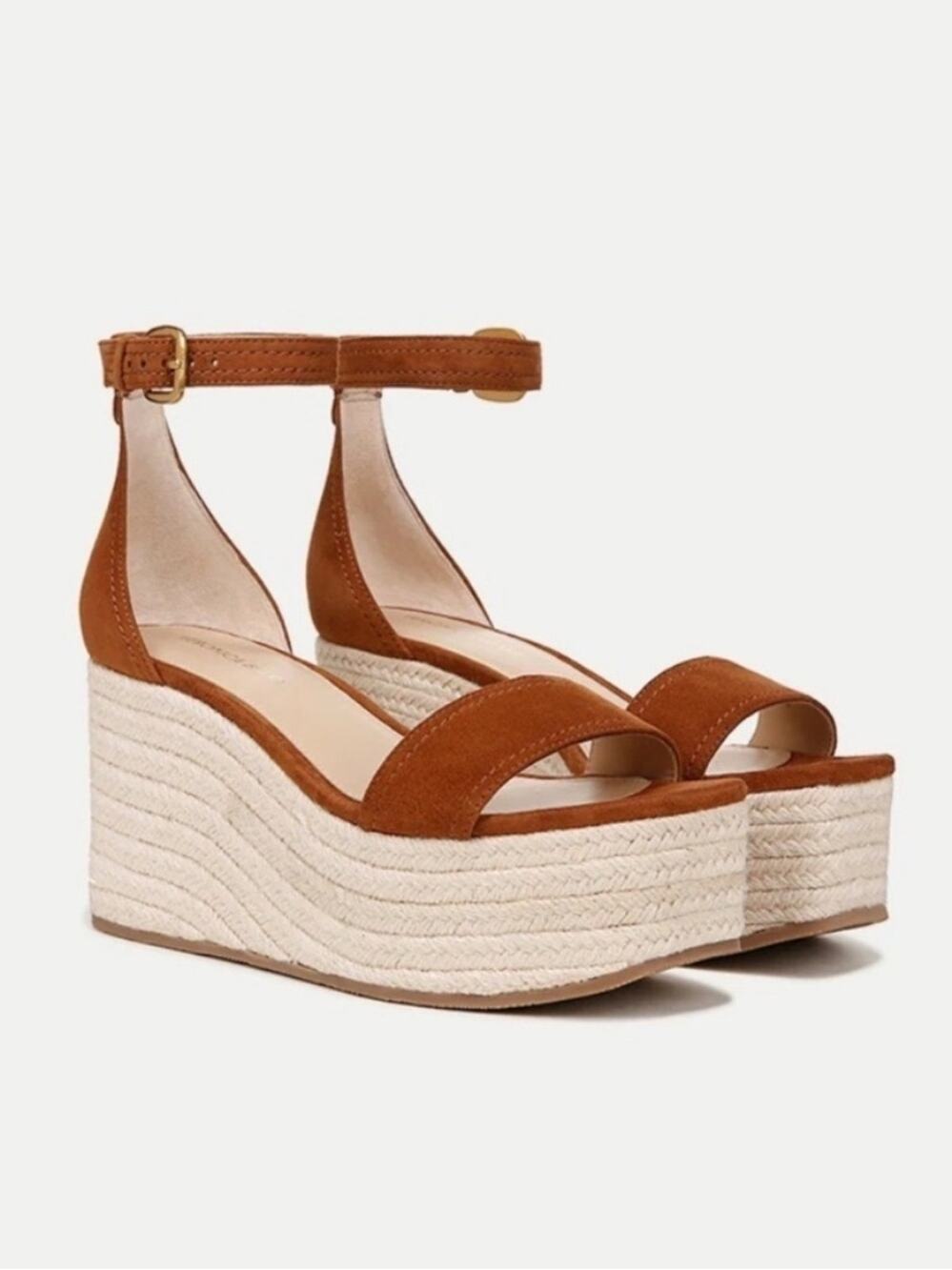 Veronica Beard NEW Gianna platform espadrille chunky heel sandals brown suede